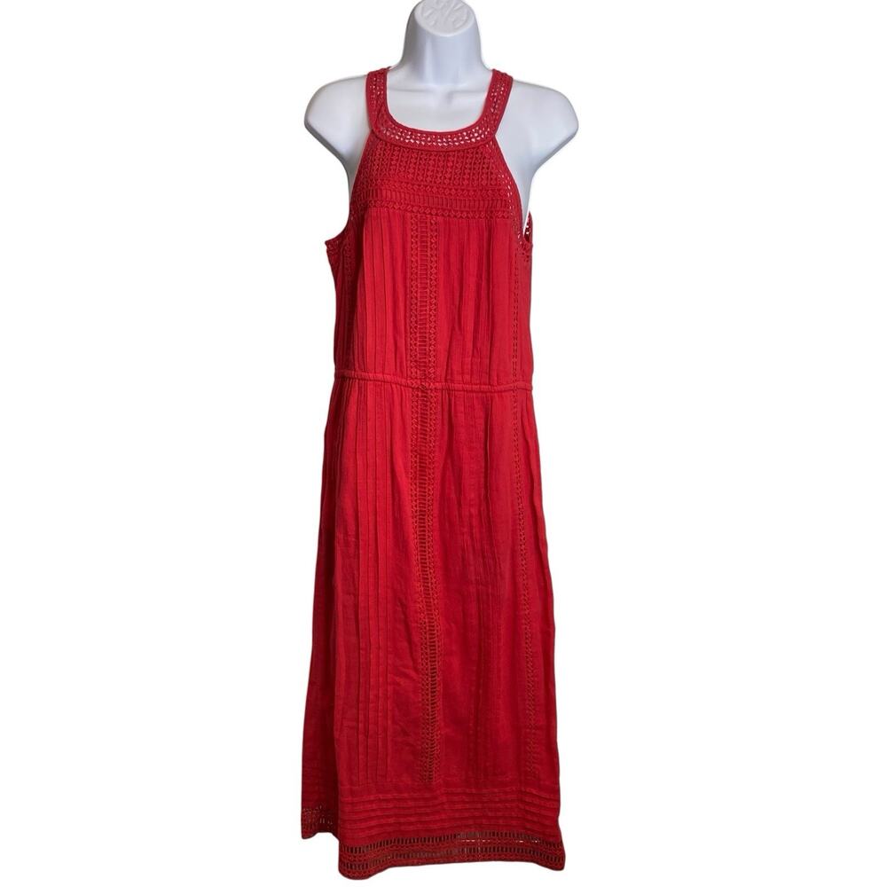 Joie Women's Red Dance Halter Eyelet Maxi Dress Size XS Soft Indian Cotton Boho